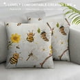 thumbnail image 3 of Ollo0ord Collage Throw Pillow Cushion Cover Flying Bees Honey Chamomile Flowers Springtime Animal Print, Zippered Double-Side Digital Print Decor, White Yellow White, 3 of 5