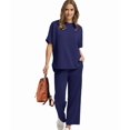 thumbnail image 6 of Two Piece Sets for Women Summer Outfits Wide Leg Crop Pants Lounge Sets Beach Vacation Clothes 4XL, 6 of 9