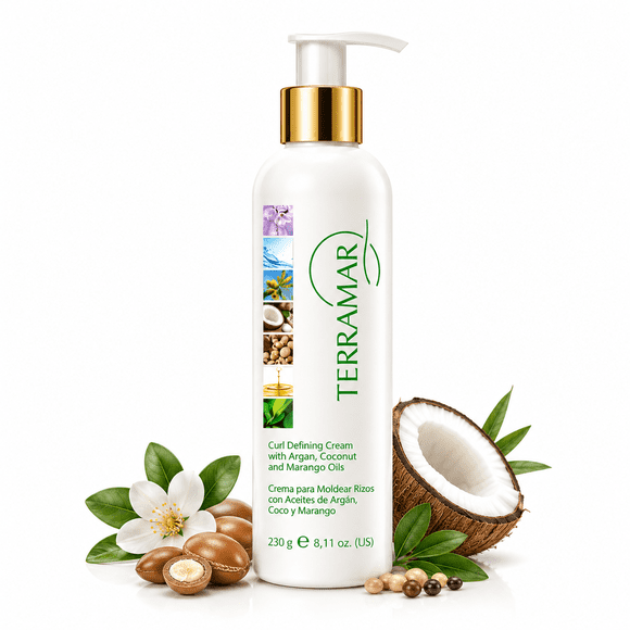 Crema para Rizos Terramar | Define, Hidrata y Controla el Frizz | Con Coco, Linaza y Aloe Vera | 300 ml