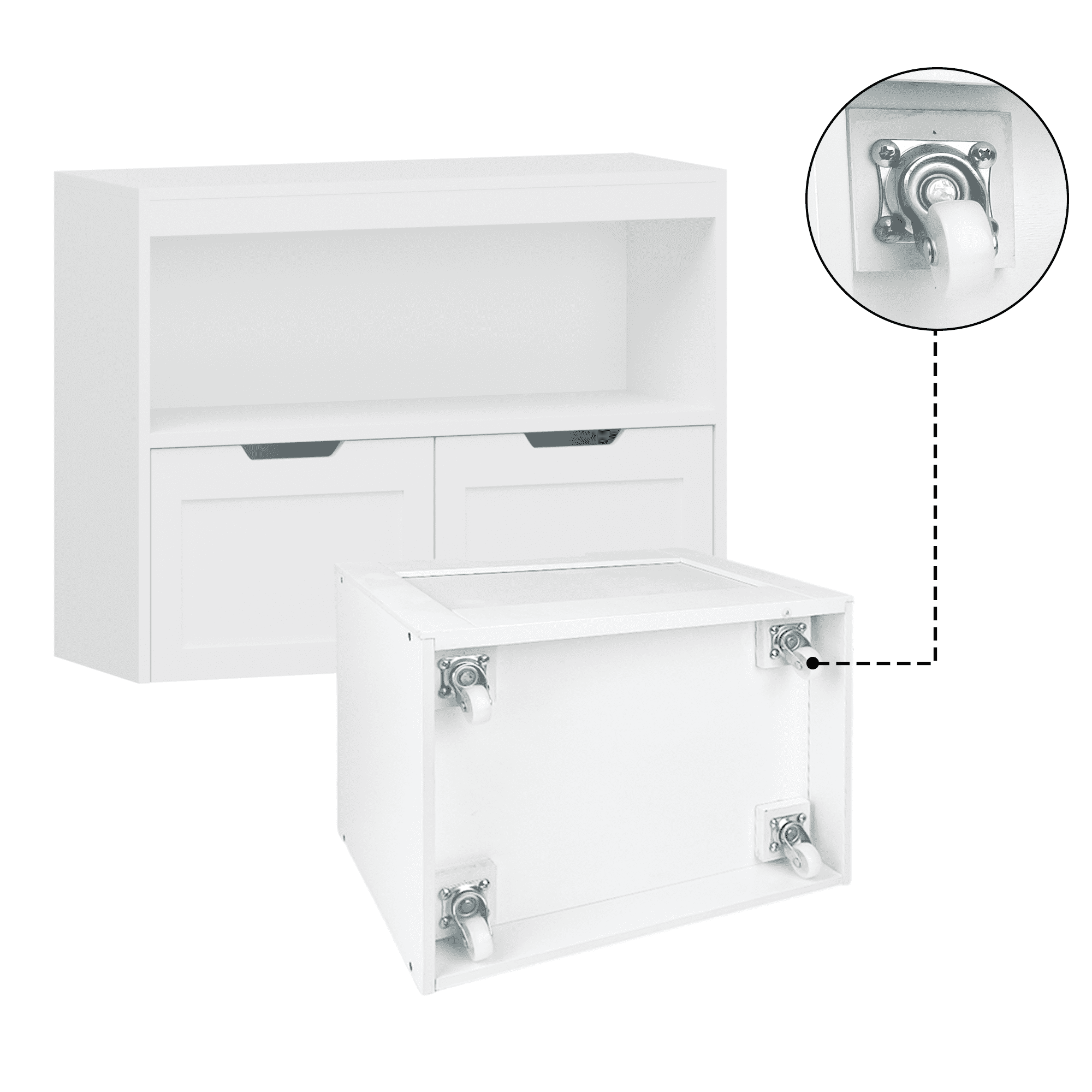Jopath Kids Bookshelf and Toy Storage with 2 Removable Bins for Bedroom,Playroom,White
