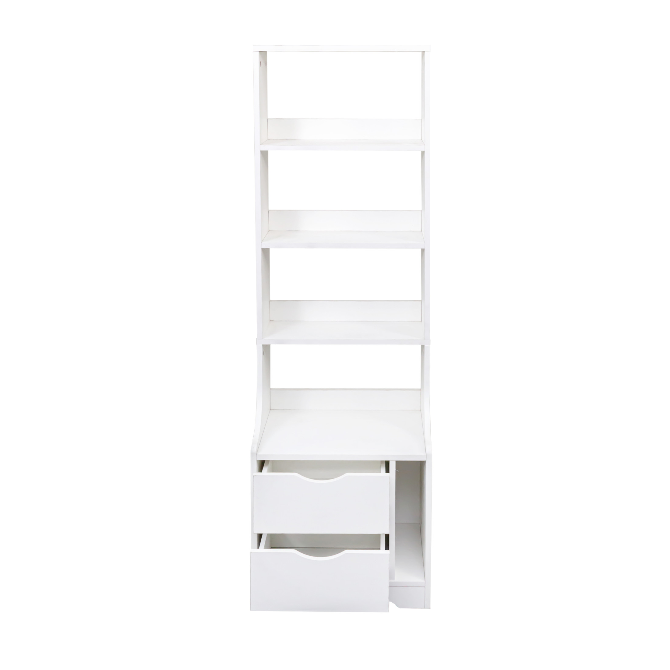 Noble House Savoy 58.11" Nightstand with Bookshelf, Drawers and 4-Tier Open Shelves, Vertical Storage Tower, White