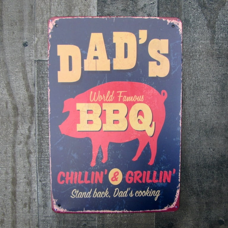 Metal Dad's BBQ Pig Sign Man Cave Garage Bar Pub Grill Funny Outdoor Wall Decor Metal Dad's BBQ Pig Sign Man Cave Garage Bar Pub Grill Funny Outdoor Wall Decor