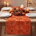 thumbnail image 2 of Hvmvliv 12x36 Inch Halloween Table Runner Pumpkin Embroidered for Home Dining Room Table Flag Fall Party Decoration Orange, 2 of 5