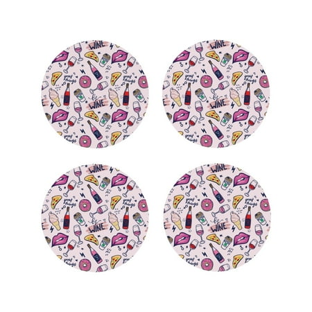 

Tideii Wine for Leather Coasters 4 Pieces Anti-fouling and Anti-scalding Decorative Coasters Suitable for Restaurants Kitchens Coffee Shops-Round Shape