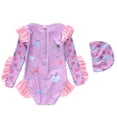 thumbnail image 4 of ZXLBBD Girl Swimsuits Sun Protection Cartoon Prints Long Sleeved Colorful Ruffled Child Kids Holiday Swimsuit Summer Pool Beach, 4 of 4