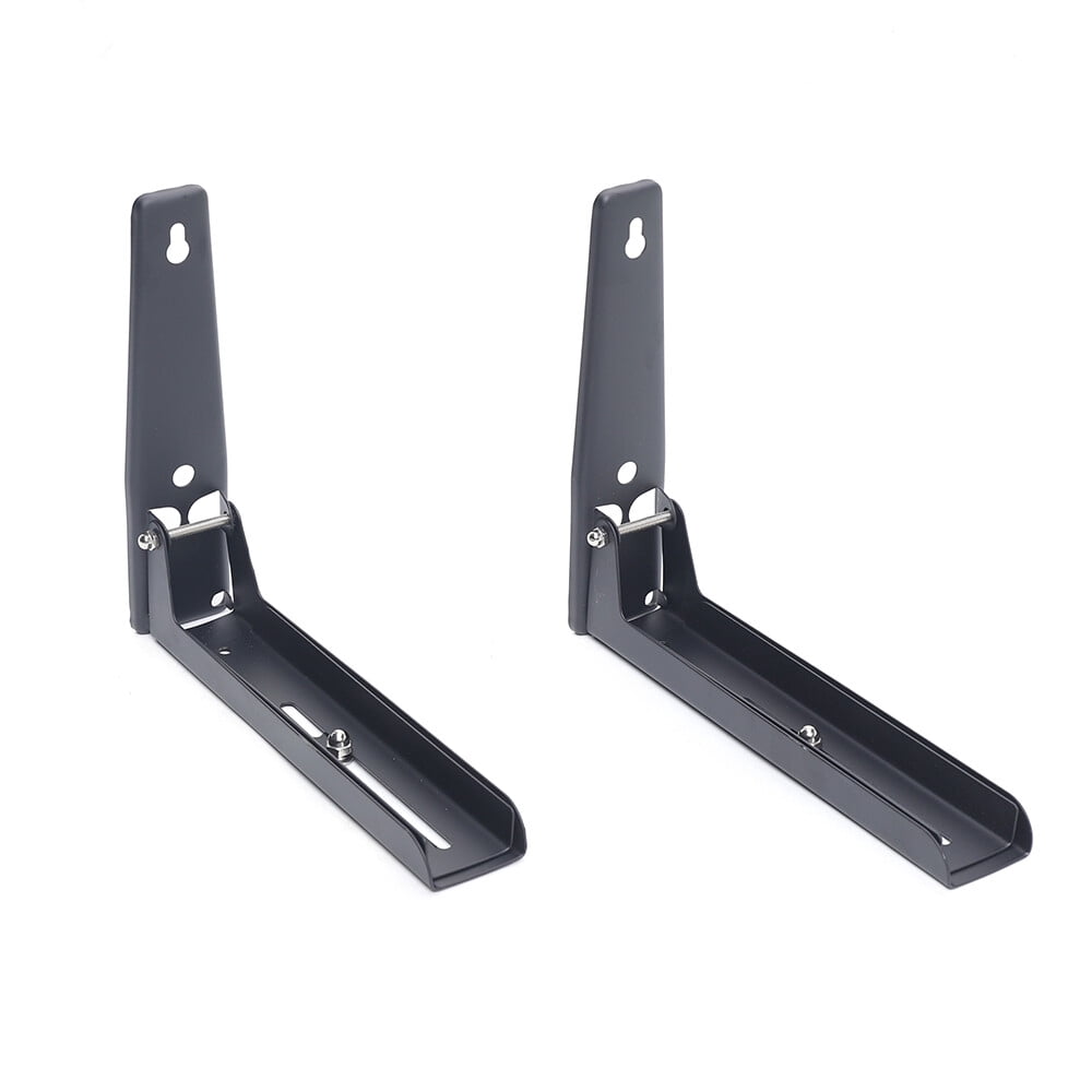 ToppiJoy 2PCs Foldable Stainless Steel Microwave Oven Rack, Wall Mount Sturdy Microwave Shelf Bracket Oven Stand Shelf Racks with Screw