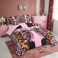 thumbnail image 2 of Erosebridal Personalized Leopard Bowknot 7-Piece Twin Bedding Sets,Pink Cheetah Print Kids Bedding Comforter Set,Reversible pink, 2 of 7