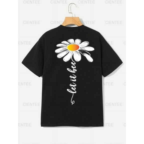 Let It Be Daisy T-Shirt - Inspirational Floral Graphic Tee , For Men/Women,Up to 5XL
