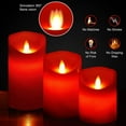 thumbnail image 2 of Flameless Battery Operated LED Candles with10key Button Remote Control 24-Hour Timer Set of 3 Electric Flickering Pillar Real Wax，Wedding, Party, Home Decoration (Red), 2 of 6