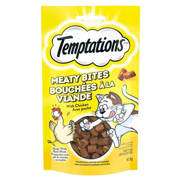 Gâteries pour chats TEMPTATIONS BOUCHÉES À LA VIANDE avec poulet 42,5 g