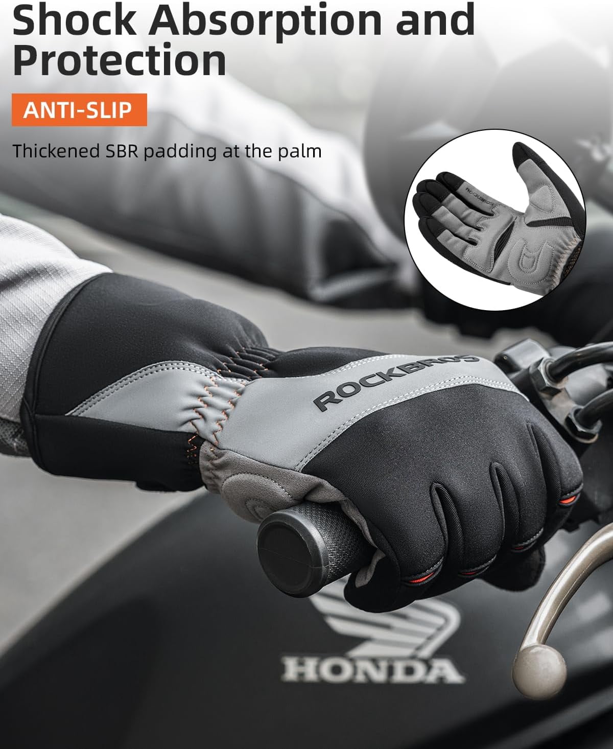 ROCKBROS Winter Cycling Gloves Winter Bike Gloves with Touchscreen Fingers Windproof Thermal Winter Gloves