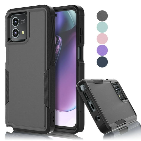 Tekcoo Dual Layer Silicone Rugged Cell Phone Case for Motorola Moto G Stylus 5G, Black