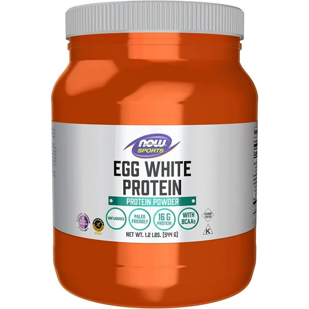 NOW Sports Nutrition, Egg White Protein, 16 g With BCAAs, Unflavored