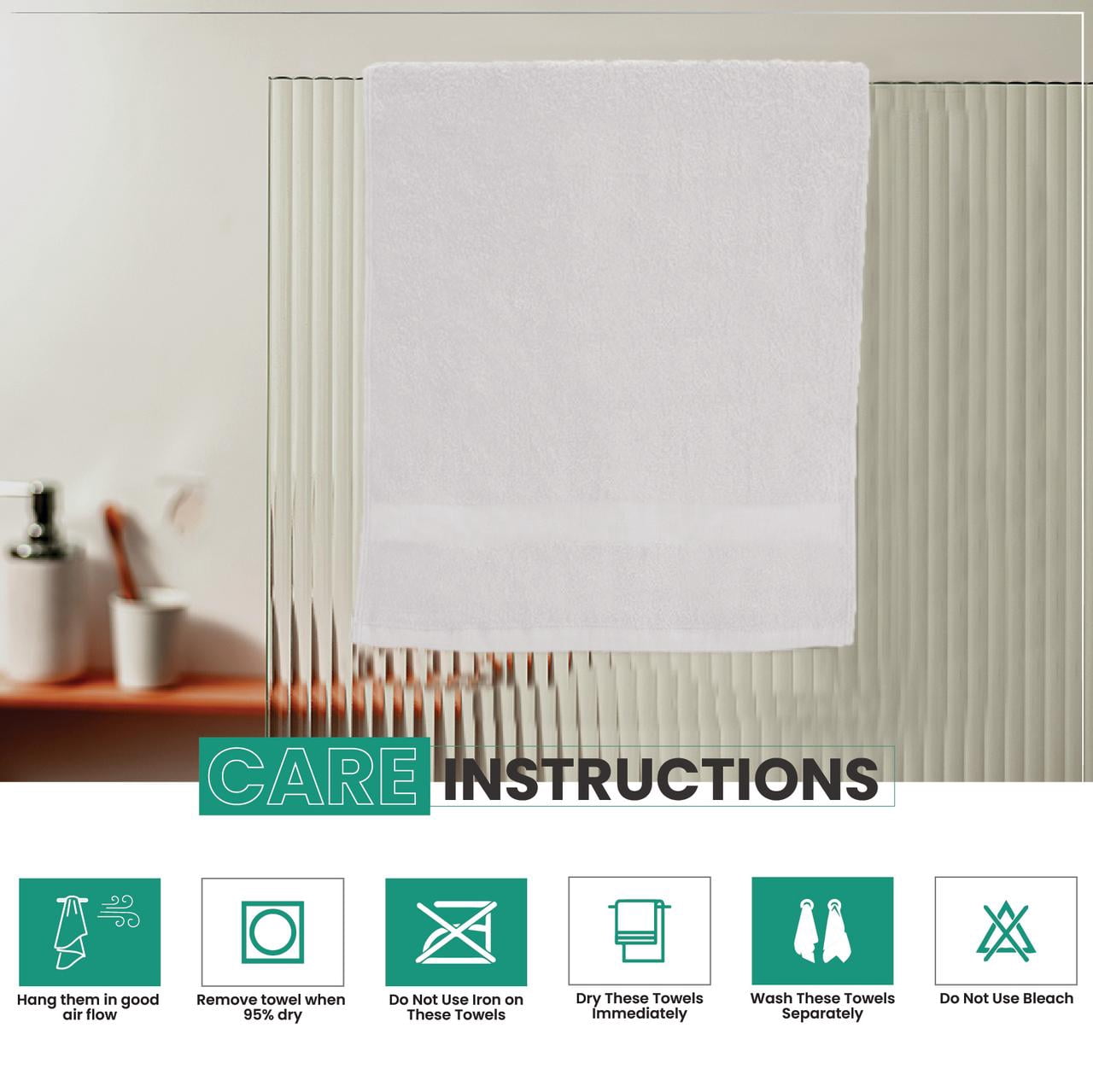SupremePlus Soft Absorbent and Durable 16” x 27” Cotton Blend Hand Towels, White 12 Count