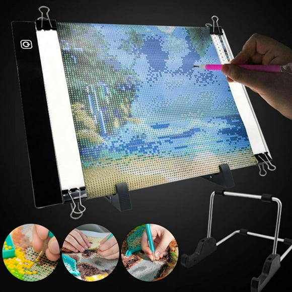 Herwey Drawing Board,Art Suppies,6PCs Set DIAMONDS Painting Tools LED Light Art Suppies Luminous Panel Flip Book Kit A4