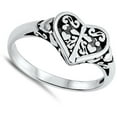 thumbnail image 4 of Filigree Heart Cross Oxidized Purity Ring .925 Sterling Silver Band Jewelry Female Male Size 7, 4 of 4