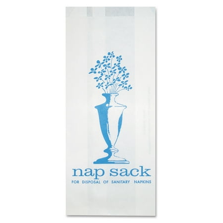 Bagcraft Nap Sack Sanitary Disposal Bags, 4w x 2d x 9h, White, 1000/Carton