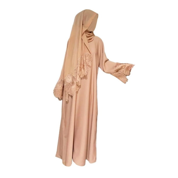 Túnica de damas musulmanas,Túnica musulmana para mujer con hijab para mujer,Vestido de mujer de Oriente Medio Ropa tradicional,Vestido largo de oración para mujer,vestido Abaya,vestido de