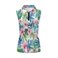thumbnail image 4 of Garronmavis Golf Shirt for Women Sleeveless Collared Tennis Shirts 1/4 Zip Workout Casual Hiking Shirts Womens Floral Golf Shirt, Hawaiian Floral, Size XS, 4 of 7