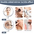 thumbnail image 3 of Espejo de Maquillaje LED de Pared con Aumento 1X/10X – 3 Colores Luz Ajustable, Rotación 360°, Brazo Extensible y Plegable – Espejo HD con Carga USB para Baño, Tocador, Regalo para Mujer, 3 of 4