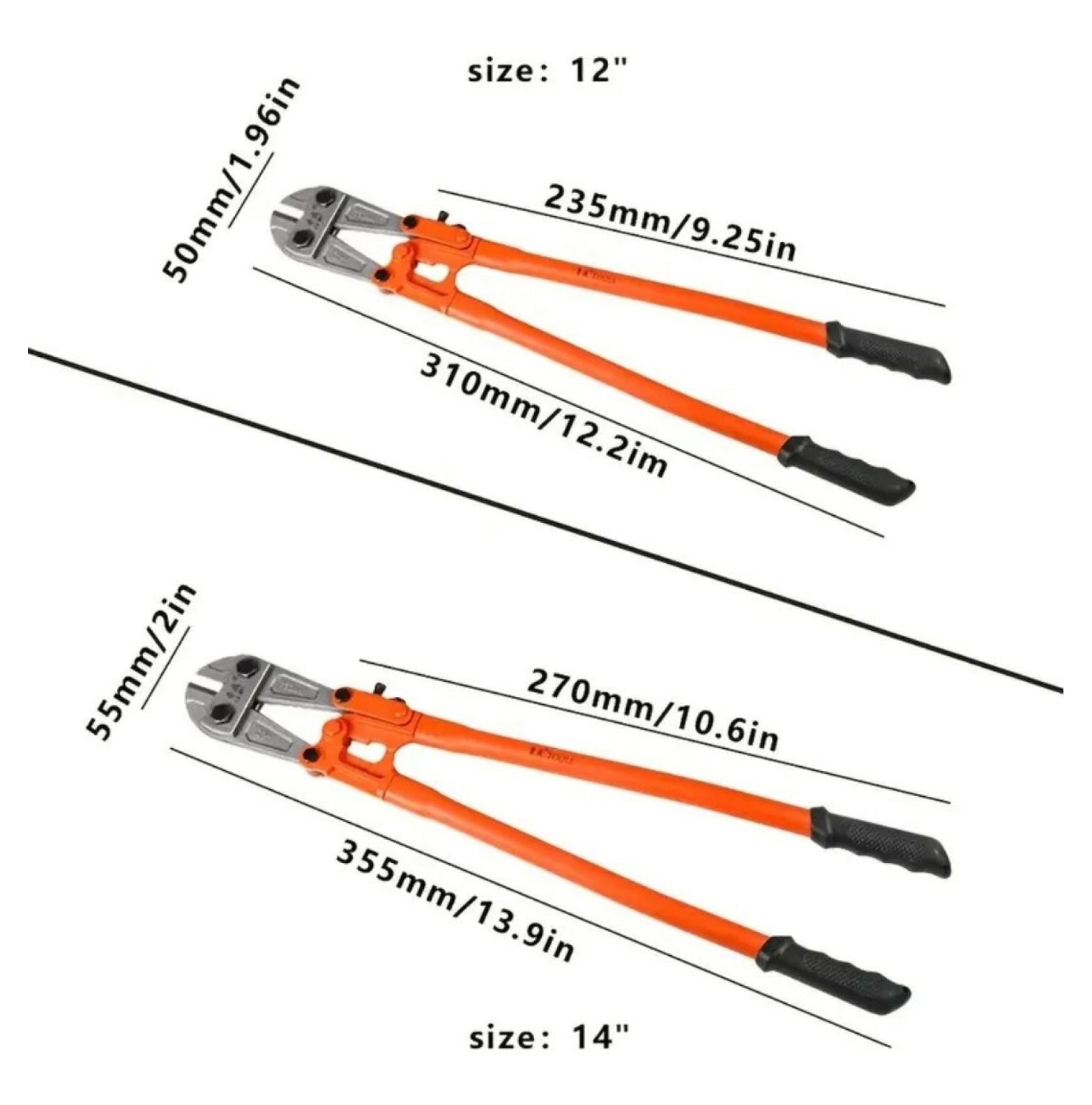 12 Inch Bolt Cutters - Heavy Duty Steel Wire Cutter, Fence Cutter, Small Chain & Screw Cutters with Ergonomic Rubber Grip