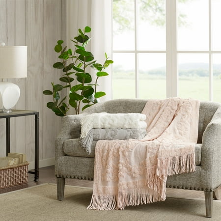 60u0022x50u0022 Mila Cotton Tufted Throw Blanket Blush