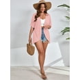 thumbnail image 7 of SHOWMALL Women's Plus Cardigan Short Sleeve Open-Front Lightweight Summer Cover Up 3X Pink, 7 of 7