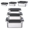 thumbnail image 3 of 3Pcs 304 Stainless Steel Food Storage Containers with Lids, Leak-Proof Silicone Seal, Dishwasher Safe, Reusable Lunch Boxes for Meal Pre, 3 of 8