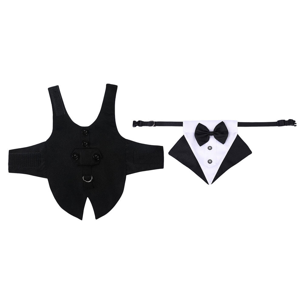 Elegant Tuxedo with Matching Bandana Set Breathable Formal Pet Outfit for Weddings and Special Occasions