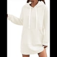 thumbnail image 1 of Suéter Deportivo Informal de Larga con Cordón y Cuello de Gofre para Mujer, Holgado, con Capucha y Bolsillos L, 1 of 3