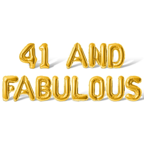 Letter & Number Balloons - 41 AND FABULOUS 16" Inch Alphabet Letters Foil Mylar Balloon Birthday Party Banner (Gold)