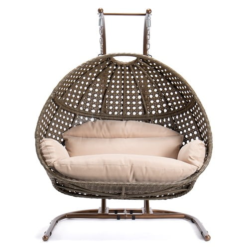 2 Person Hanging Double Swing Chair, XLarge Wicker Rattan Egg Chair