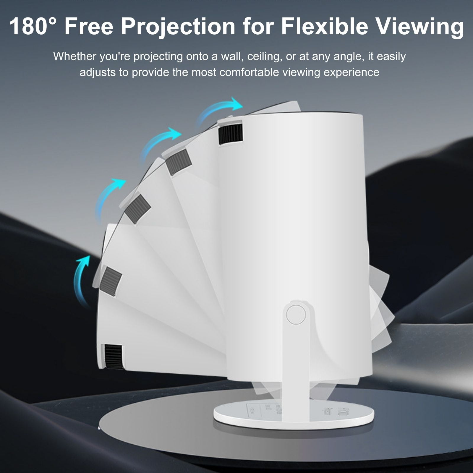 Lumi Beam Projector, 4K UHD LumiBeam Portable Projector with WiFi and Bluetooth, 180° Rotatable Auto Keystone Correction, Eye-Friendly Design, for Reading, Playing, Home Theater