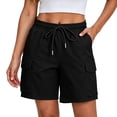 thumbnail image 2 of HKYNLAG Women Cargo Shorts Outdoor Bermuda Shorts Quick Dry Hiking Shorts Summer Casual Drawstring Athletic Golf Shorts Black S, 2 of 6