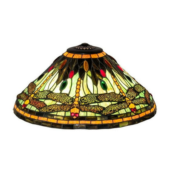 Meyda Tiffany 10498 Tiffany Dragonfly 9" Tall Lamp Shade - Orange / Green / Brown / Red