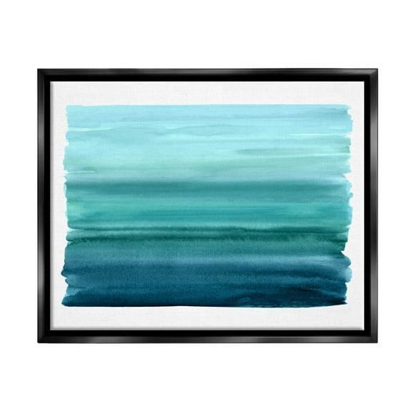 Stupell Industries Turquoise Gradient Shape Painting Graphic Art Jet Black Floating Framed Canvas Print Wall Art, Design by Allie Corbin