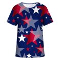 thumbnail image 4 of Fiudx Ofertas Flash Del Día Moda Mujer Casual Cuello Redondo Impresión Blusa Manga Corta Camiseta Verano Tops, 4 of 4