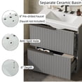 thumbnail image 5 of 30" Fluted Design Bathroom Vanity with Storage, Modern Minimalist Bathroom Vanity with Soft Close Drawers, Freestanding Storage Cabinet with Ceramic Sink for Bathroom, Gray, 5 of 7