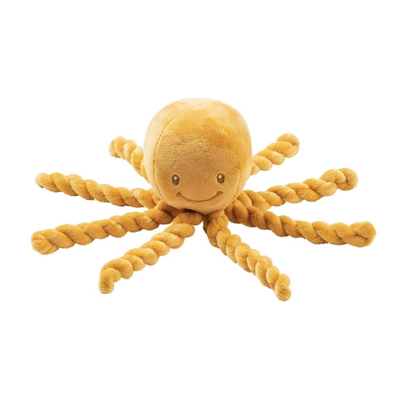 Nattou Plush Stuffed Toy, Cuddly Companion, Umbilical Cord Design Reassures Baby, Vegan, Lapidou Octopus, Yellow