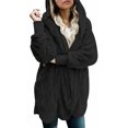 thumbnail image 1 of Cardigans à Capuche Ouverts en Polaire à Manches Longues pour Femmes avec Poches, Noir, 1 of 6