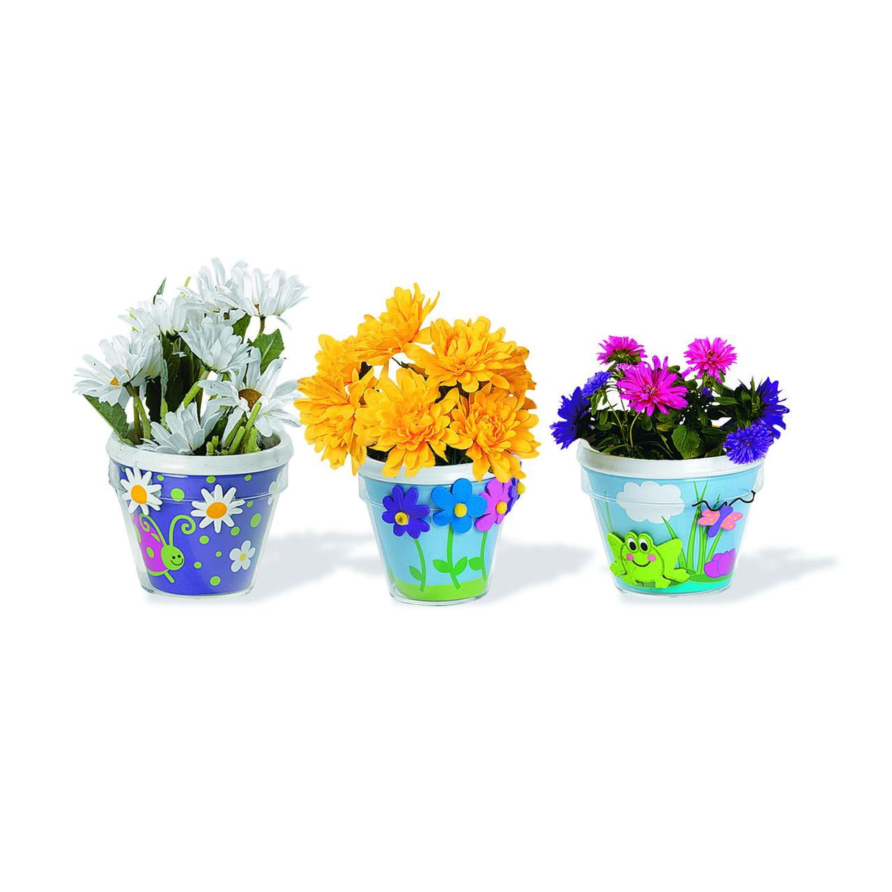 Fun Express DIY Flowerpot Craft Kits - Creative Paper Crafting Set Painting & Decorating - Perfect for Kids Adults & Lovers - Crafting Parties School Projects and Family Fun - White Color - 12 Pieces
