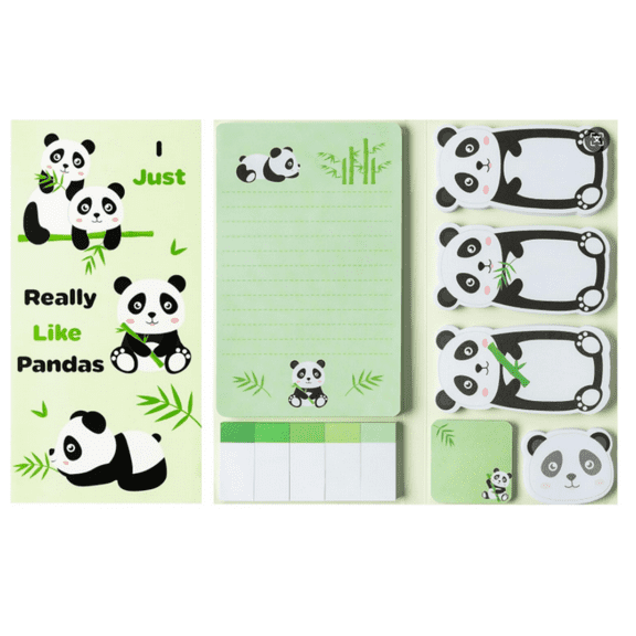 MALLMALL6 Panda Sticky Notes Set,550 Sheets,Cartoon Panda Self-Stick Notes Pads for Daily Us,1Pack