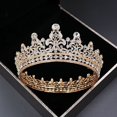 thumbnail image 5 of Nvzi Tiara para novia, diadema de princesa, corona nupcial, joyería para el cabello con diamantes de imitación de cristal, decoración para cumpleaños, graduación, fiesta de disfraces (oro), 5 of 5