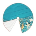 thumbnail image 3 of Salouo Seashells And Fishing Net On Blue Wooden Table Christmas Tree Skirt 48" Farmhouse Christmas Decorations Snowman Xmas Tree Skirt Tree Mat for Holiday Party Decor, 3 of 8
