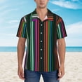 thumbnail image 2 of Susaid Colorful Stripes Print Short Sleeve Shirts Button Down Casual Shirts Summer Beach Aloha Button Down Short Sleeve for Men ,Small, 2 of 7