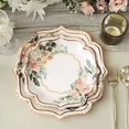 thumbnail image 4 of BalsaCircle 25 White 10" Floral Disposable Dinner Salad Paper Plates Rose Gold Scallop Trim Events Decorations, 4 of 8