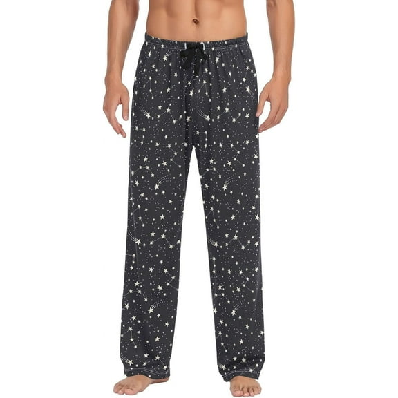 Top-kevin Constellations and Stars Astronomical Mens Pajama Bottoms with Pockets Warm Sleeping Pyjamas Men for Winter Sleeping