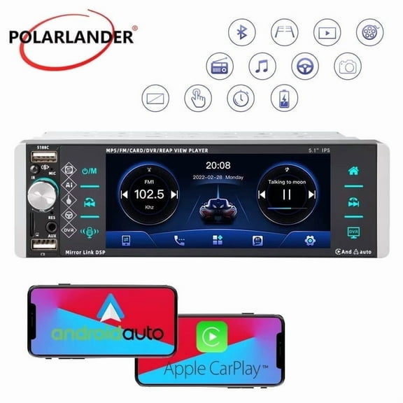 5.1 Inches MP4 Mirrorlink Car Multimedia Player Bluetooth 1 Din Carplay/Android Auto 4-USB MP5  FM Touch ​Screen