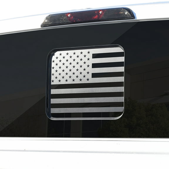 Bogar Tech Designs Rear Middle Window American Flag Vinyl Decal Sticker Compatible with and Fits F150 F250 F350 2015-2021, Matte Black