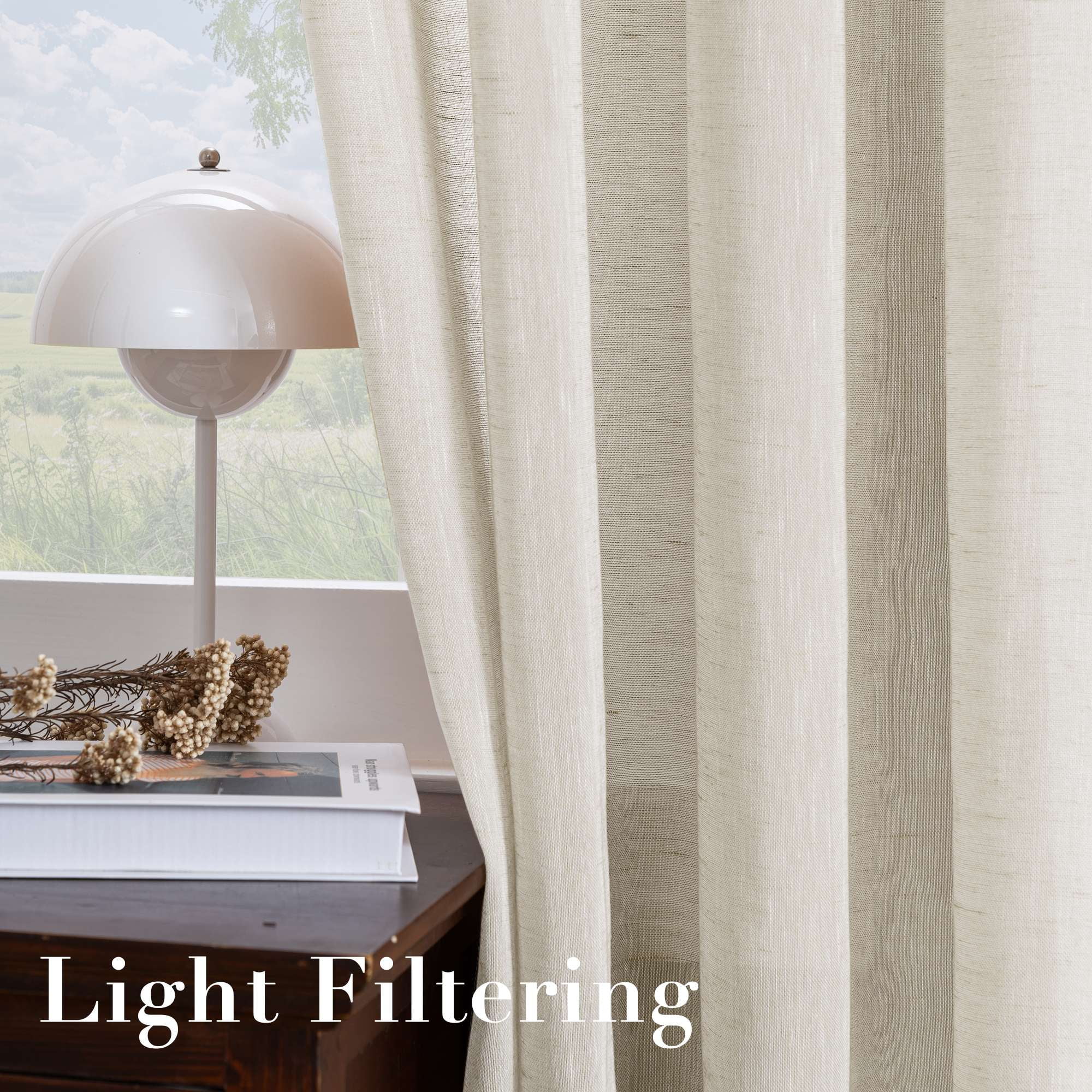 H.VERSAILTEX Classic Collection Contemporary Linen  Semi-Sheer Soft Privacy Grommet Curtains 2 Panels for Bedroom , 52"x 84" ,Natural